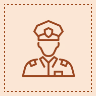Police officer icon on brown background